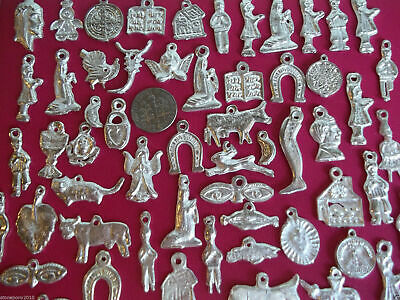 50 Silver Milagros Charms Day Of The Dead Ex Voto Nicho Miracle